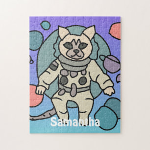 Astronaut Minimalist Katze im Weltraum Lustig & Puzzle