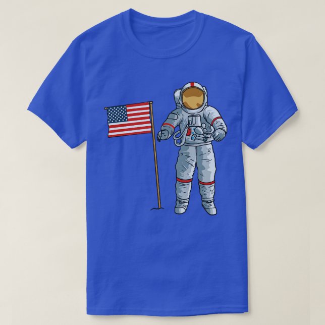 Astronaut mit American Flag Space Moon USA T-Shirt (Design vorne)