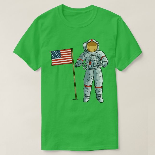 Astronaut mit American Flag Space Moon USA T-Shirt (Design vorne)