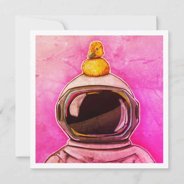 Astronaut mit Baby Duck - Mini Print (Vorderseite)