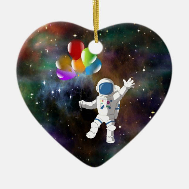 Astronaut mit Balloons Keramik Ornament (Vorne)