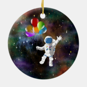 Astronaut mit Balloons Keramikornament