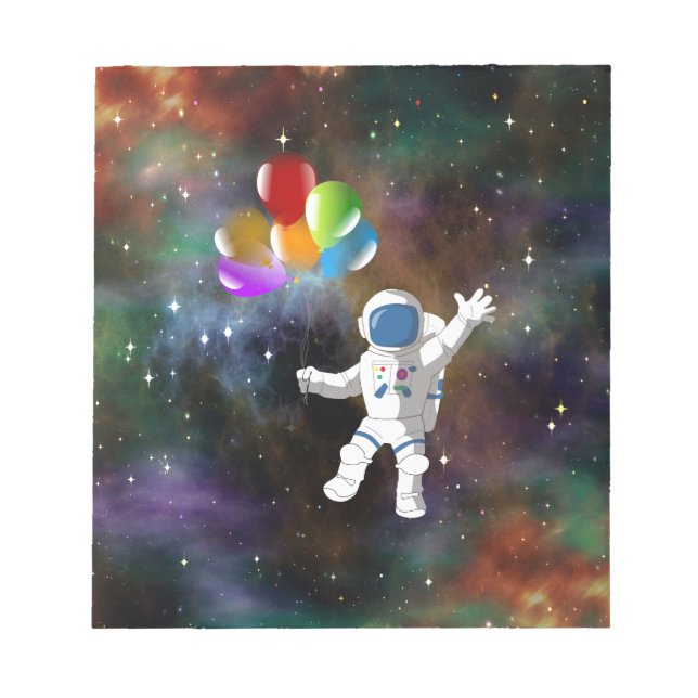 Astronaut mit Balloons Notizblock (Vorderseite)