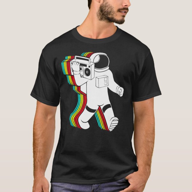 Astronaut mit Boombox Klassischer T - Shirt (Vorderseite)