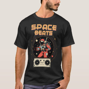 Astronaut mit Boombox-Vintager Astronautenraumbeer T-Shirt