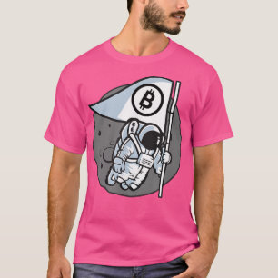 Astronaut mit der Bitcoin-Krypto-Blockchain-Flagge T-Shirt