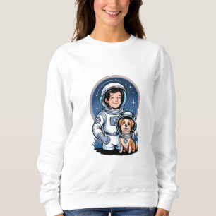 Astronaut mit einem Haustier (wie ein Hund in eine Sweatshirt