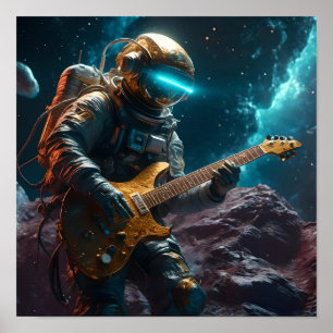 Astronaut mit Electric Guitar Visions Poster