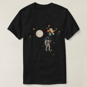 Astronaut mit Planetenballons   Lustiges Weltraumd T-Shirt