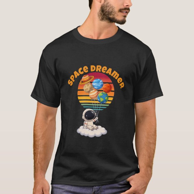 Astronaut Mit Planetenballons T-Shirt (Vorderseite)