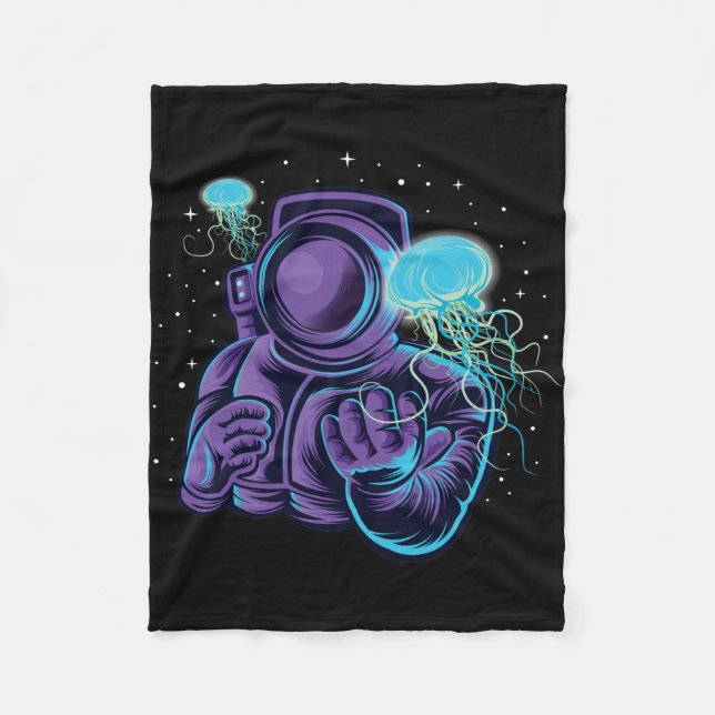 Astronaut mit Quallen Fleecedecke (Vorderseite)