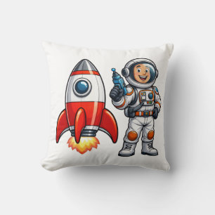 Astronaut mit Raketen Cartoon Weltraum Kunst Kissen