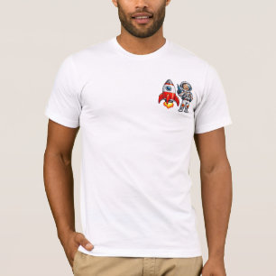 Astronaut mit Raketen Cartoon Weltraum Kunst T-Shirt