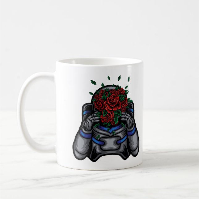 Astronaut mit Rose Kaffeetasse (Links)