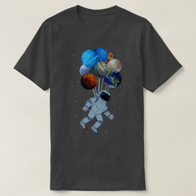 Astronaut mit Solarplansystem Ballonraum A T-Shirt (Design vorne)