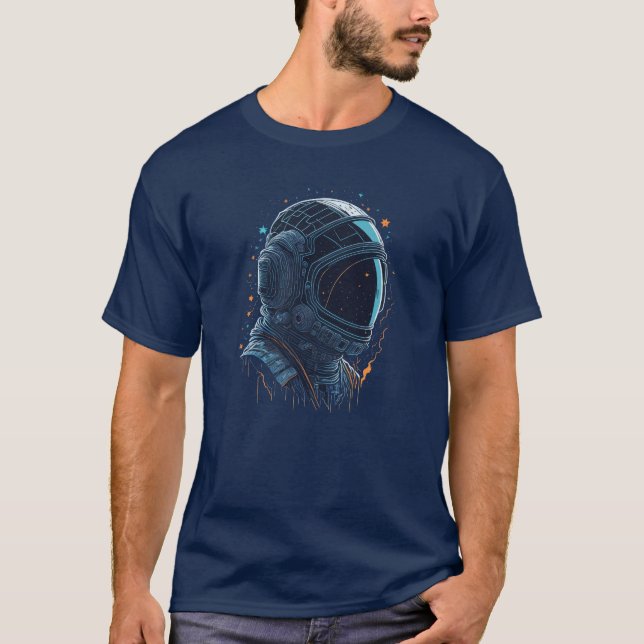 Astronaut mit Sternen hoch detailliert, lebendige  T-Shirt (Vorderseite)
