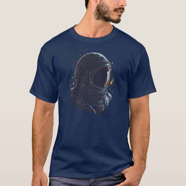 Astronaut mit Sternen hoch detailliert, lebendige  T-Shirt (Vorderseite)