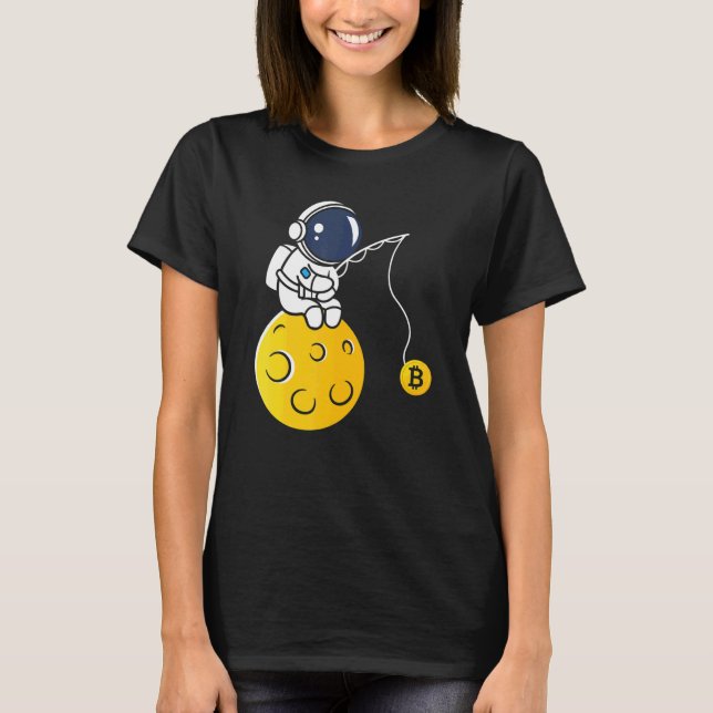 Astronaut Mond Angeln BTC Krypto Kryptowährung B T-Shirt (Vorderseite)