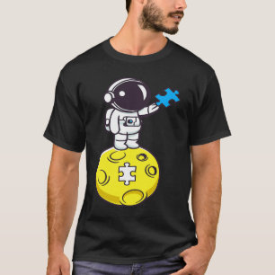 Astronaut Mond Blaues Puzzleteil Autismus-Bewussts T-Shirt