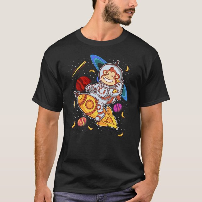 Astronaut Monkey Space Rocket Cute Funny Kids Boys T-Shirt (Vorderseite)