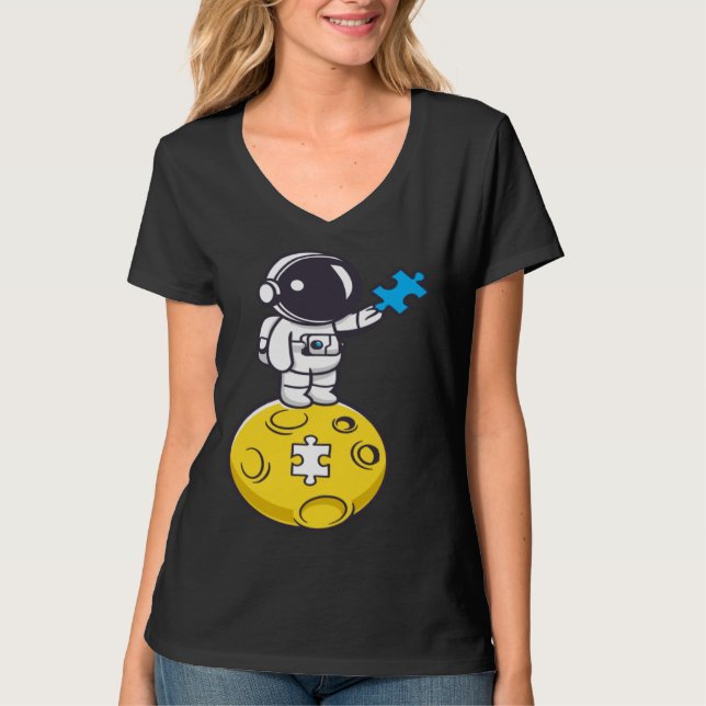 Astronaut Moon Autism Puzzle Autistic Child Autism T-Shirt (Vorderseite)
