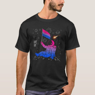 Astronaut Moon Bisexual Flag Space LGBTQ Gay Pride T-Shirt