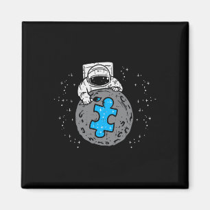 Astronaut Moon Blue Puzzle Piece Autismus Bewussts Magnet