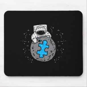 Astronaut Moon Blue Puzzle Piece Autismus Bewussts Mousepad