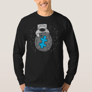 Astronaut Moon Blue Puzzle Piece Autismus Bewussts T-Shirt