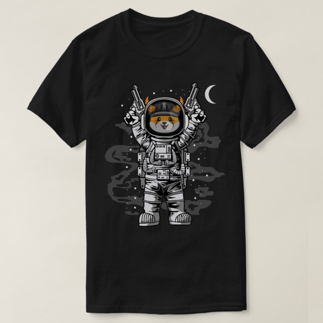 Astronaut Moon Floki Inu Crypto Coin HODL T-Shirt (Design vorne)