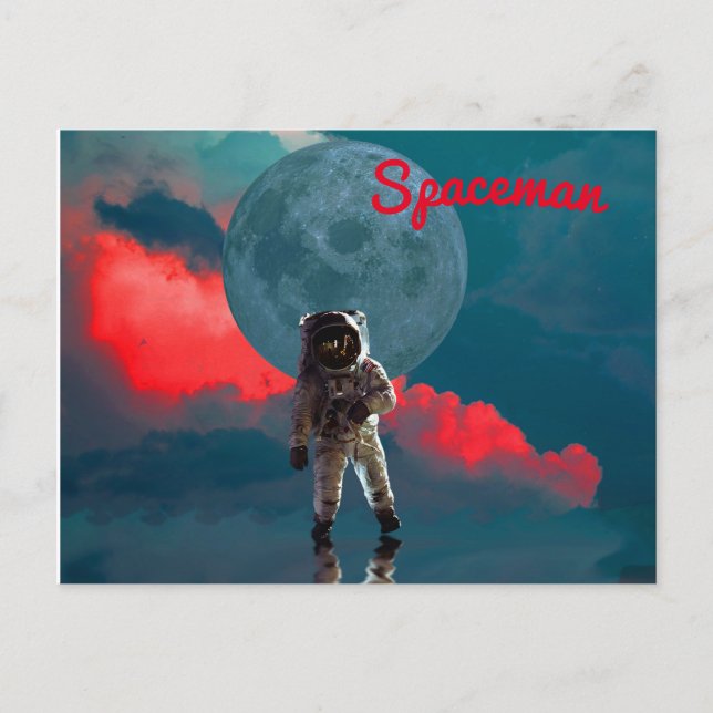 Astronaut Moon Spaceman Postkarte (Vorderseite)