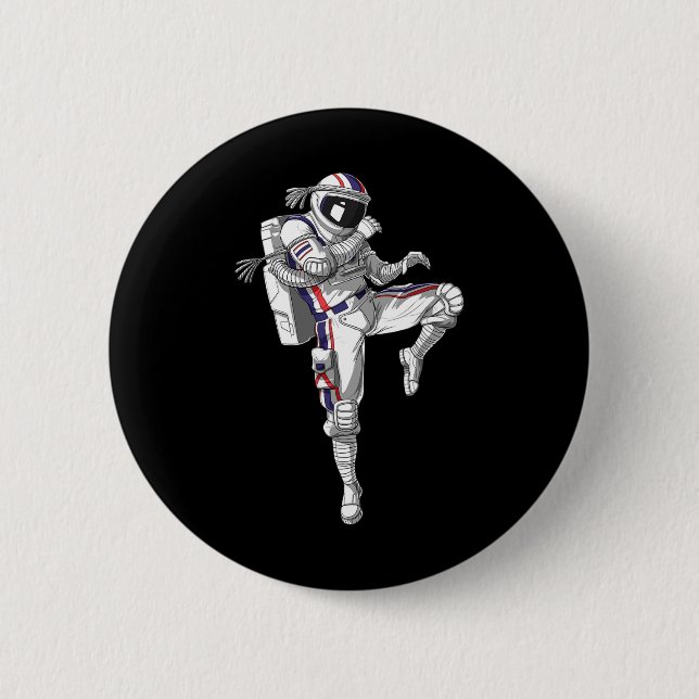 Astronaut Muay Thai Boxing Karate Kickboxing Marti Button (Vorderseite)