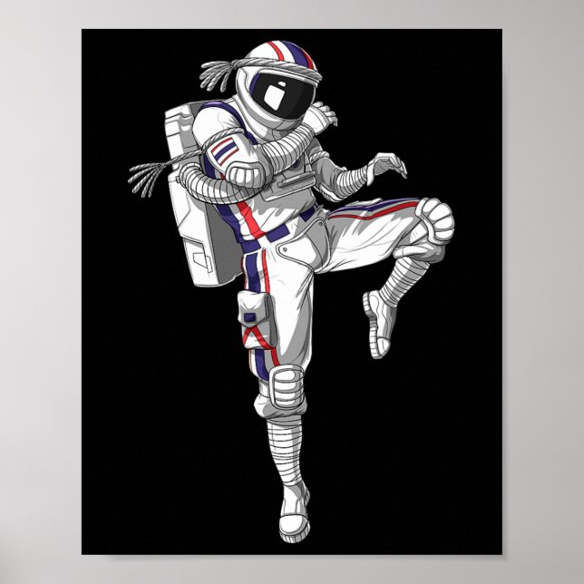 Astronaut Muay Thai Boxing Karate Kickboxing Marti Poster (Vorne)
