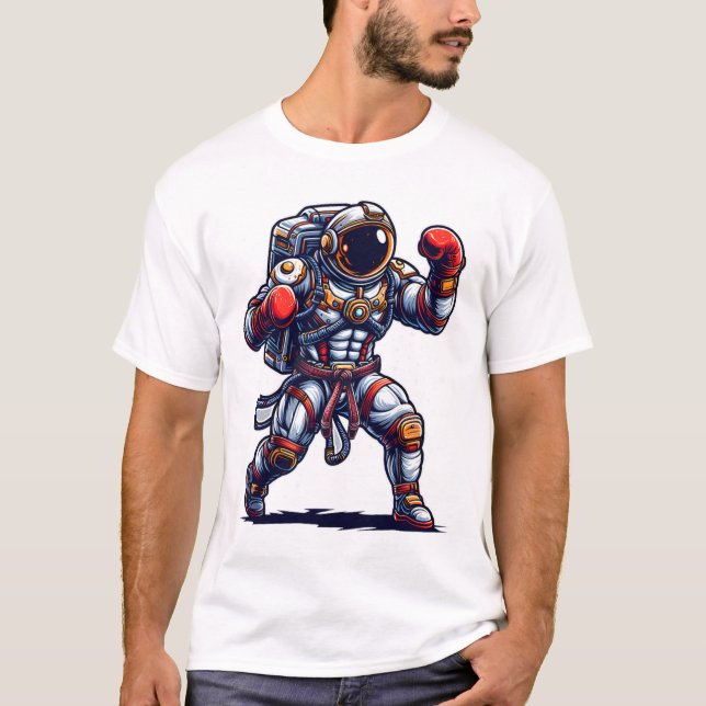 Astronaut Muay Thai Boxing Karate Kickboxing Marti T-Shirt (Vorderseite)