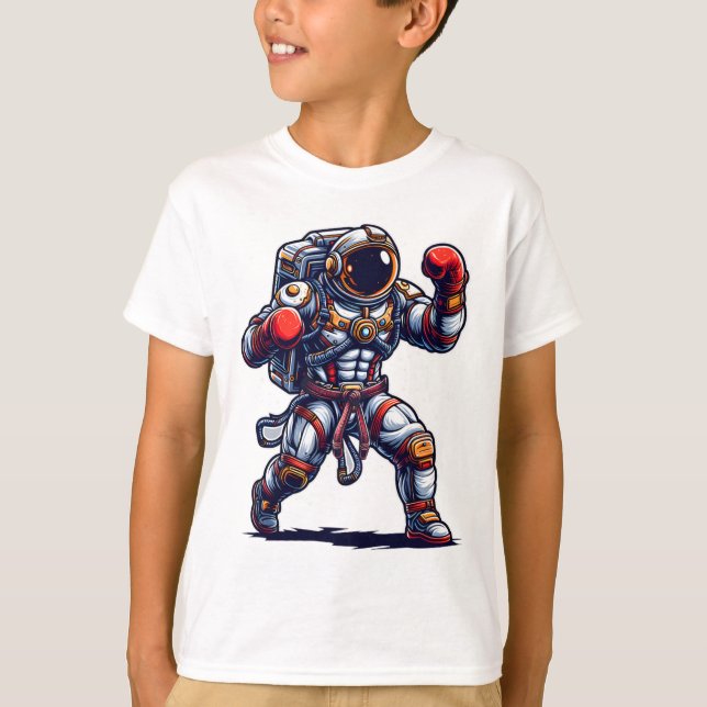 Astronaut Muay Thai Boxing Karate Kickboxing Marti T-Shirt (Vorderseite)