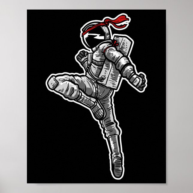 Astronaut Muay Thai Boxing Karate Kickboxing Poster (Vorne)