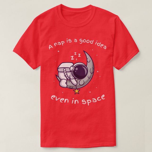 Astronaut-Nickerchen im Mond T-Shirt (Design vorne)
