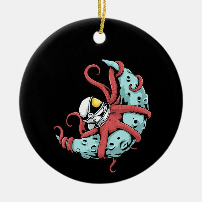 Astronaut Octopus Kraken Tintenfisch Space Astrono Keramik Ornament (Vorne)