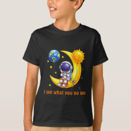  Astronaut on Crescent Moon Space Art T-Shirt