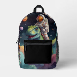 Astronaut on Dino in Space  Bedruckter Rucksack