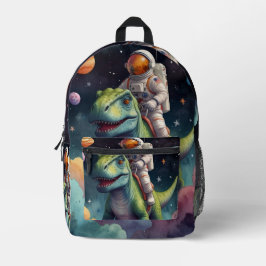 Astronaut on Dino in Space  Bedruckter Rucksack