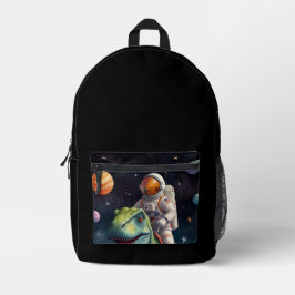 Astronaut on Dino in Space  Bedruckter Rucksack