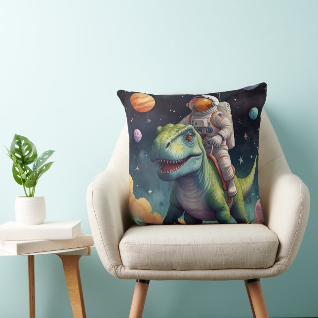 Astronaut on Dino in Space Kissen (Stuhl )