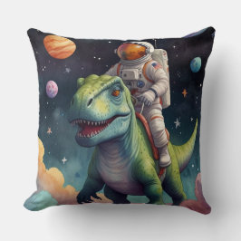 Astronaut on Dino in Space Kissen