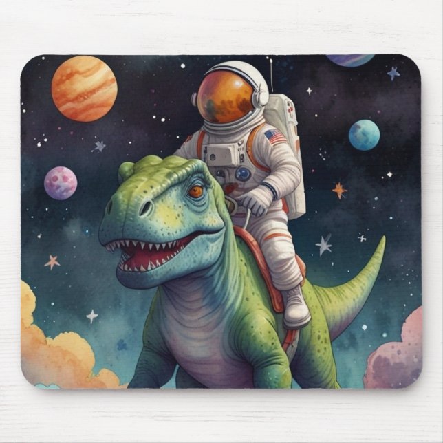Astronaut on Dino in Space Mousepad (Vorne)