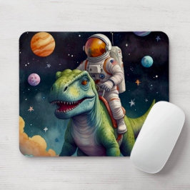 Astronaut on Dino in Space Mousepad