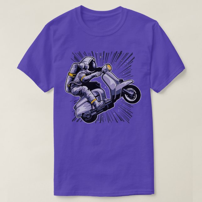 Astronaut On Moped Driving Driver Space Universe  T-Shirt (Design vorne)