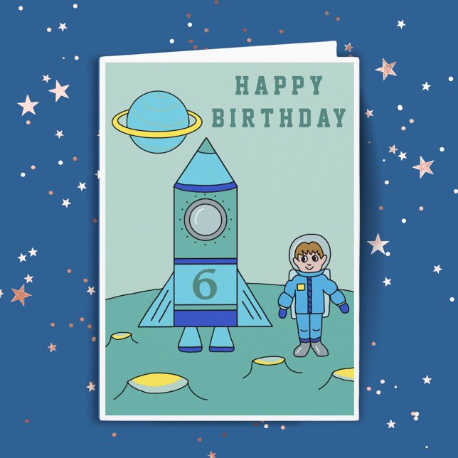 Astronaut on the Moon Space  Happy Birthday Karte (Von Creator hochgeladen)