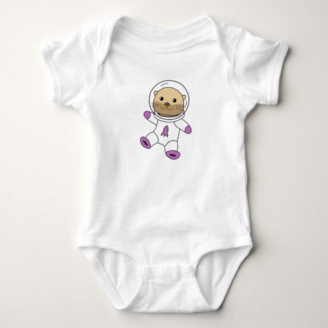 Astronaut Otter Space Planet Baby Strampler (Vorderseite)