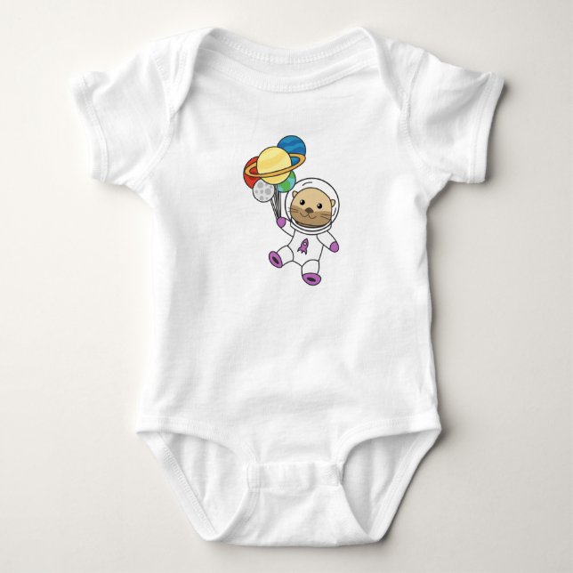 Astronaut Otter Space Planet Baby Strampler (Vorderseite)